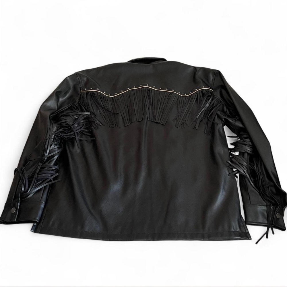 Forever 21 Oversized Fringe Studded Faux Leather Jacket ✨ - Picture 3 of 9